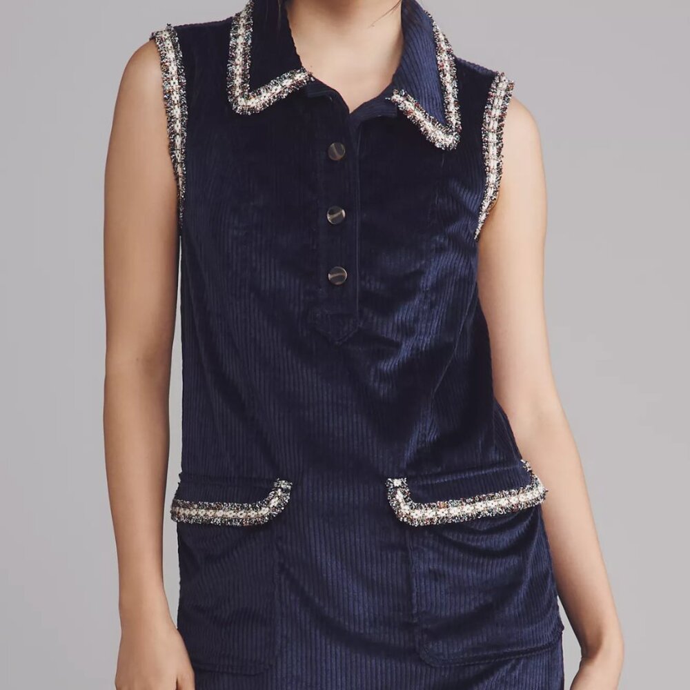 NWOT Anthropologie Blue Corduroy Dress - Size M